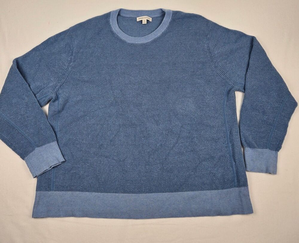 Banana Republic Linen Cotton Waffle Knit Sweater Men’s XXL Cerulean Blue Light